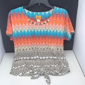 Ruby Rd tie front top cute print size S